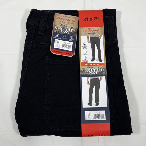 Weatherproof Vintage Trevorland Flex Canvas Utility Pant, Men's 34x29 Black, NEW