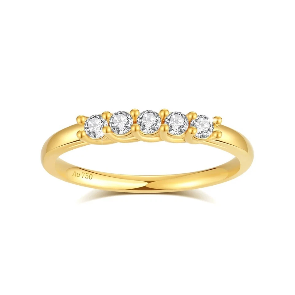 Echtgold Ring 750 Gold 18K mit 5 funkelnden Moissanit Brillanten 0,225ct VVS1 - Bild 4 von 4
