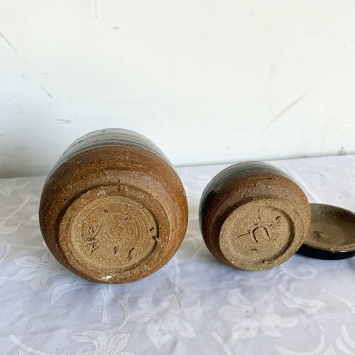 Vintage Hand Made Pottery Jars With Lids - 2 Pieces - Picture 6 of 6