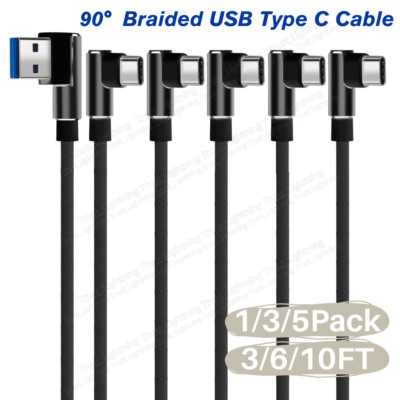90 DEGREE Right Angle USB Type C Fast Data Charger Cable For Samsung iPhone 15