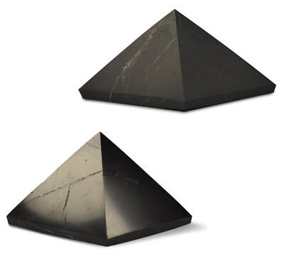 Shungite World Shungite Pyramid Set 2 pcs Many sizes ( Polished + Unpolished )