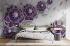 3D Purple Jewelry Floral Pattern Self-adhesive Removable Wallpaper Murals Wall 