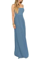 Women's Show Me Your Mumu Lauren Tie Back Chiffon A-Line Gown, Size Small - Blue