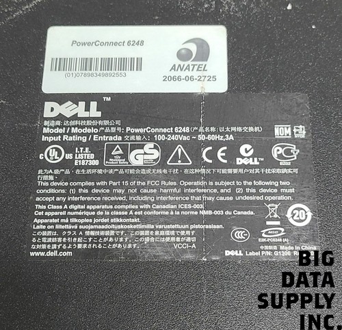 Dell PowerConnect 6248 48-Port 10/100/1000 Gigabit Ethernet Switch Part/N 0GP931 - 第 6/6 張圖片