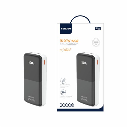 POWER BANK SEMDEM PH90 BATTERIE EXTERNE 20000 MAH 66W 3 SORTIES 1 USB C ...