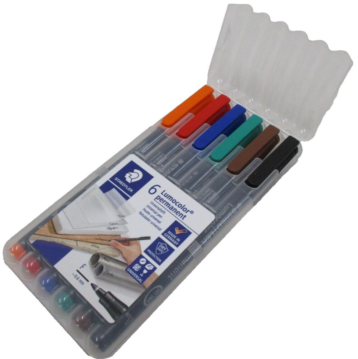 Staedtler Lumocolor Universal Pen, Fine, Felt Tip, Permanent Marker, Box of 6