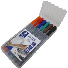 Staedtler Lumocolor Universal Pen, Fine, Felt Tip, Permanent Marker, Box of 6