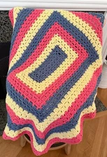 Crochet Granny Rectangle Baby Toddler Blanket Afghan Wrap Lapghan Throw 41"x 35"