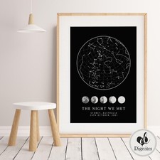 Custom Star Map, Night Sky map, Constellation Print, Night we met Art, gift