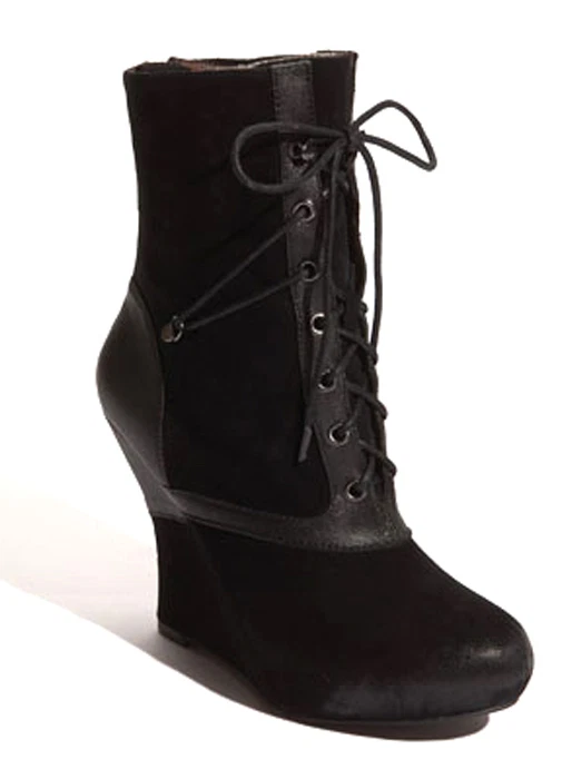 Nuevas botas de cuña Bacio61 Natura de cuero negro para mujer talla 9,5 (Msr $220) Foto 4 de 4