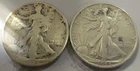 Walking Liberty Silver Half Dollars, 50c, Lot of 2, 90% Silver-LOT I