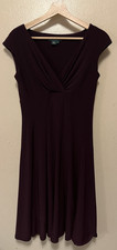 Lauren Ralph Lauren Empire Waist V-Neck Dress Cap Sleeves Purple Stretch Sz 2