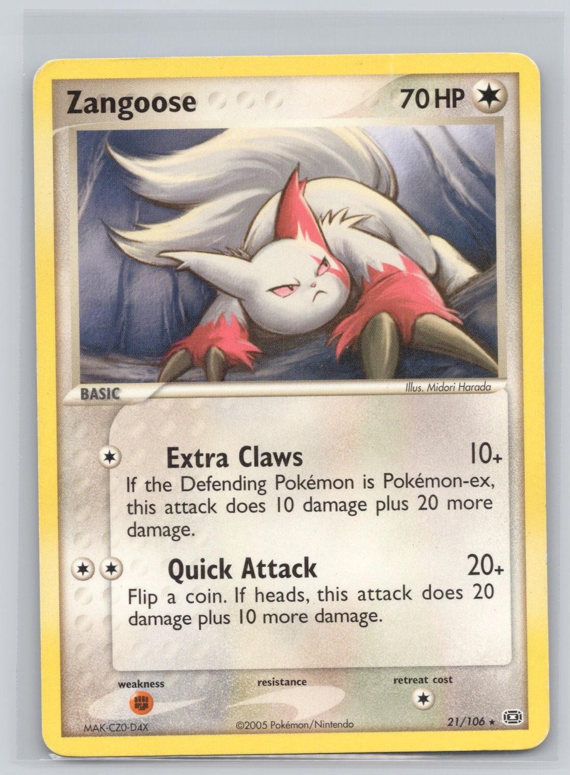 Zangoose 21/106 Rare Emerald Pokemon