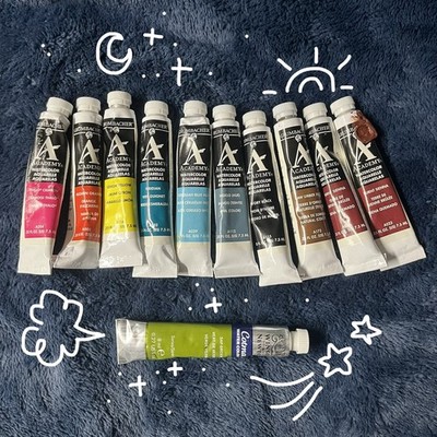 Grumbacher Academy Watercolor Aquarelle Paint Tubes - Bundle Set of 10 Colors