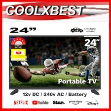 24 INCH SMART PORTABLE TV 12v / 240v / BATTERY DIGITAL INTERNET SHOW CAMPING RV