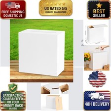 Fowecelt White Wooden Wedding Card Box 10x10x5.5 in DIY Gift Box