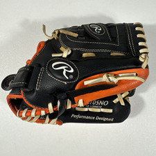 Rawlings PL105NO 10.5" Player Series RHT Youth Baseball Glove Orange Black