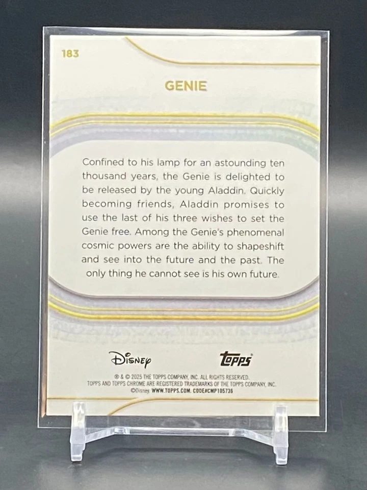 2025 Topps Chrome Disney Sapphire Genie #183 Sapphire Refractor Aladdin - Image 2 of 3