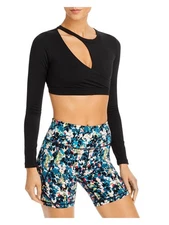 N: PHILANTHROPY Womens Long Sleeve Asymmetrical Neckline Active Wear Crop Top