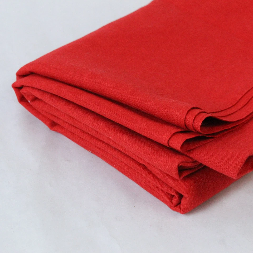 Handmade Red Round Tablecloth 58"x62" Linen Like Fabric Home Decor - Image 2 of 4