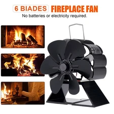 6 Blade Fireplace Fan Wood Stove Fan for Heat Powered Burner ( Non Electric )