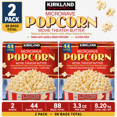 2-Pack Kirkland Signature Microwave Popcorn, 3.3 oz, 44-count