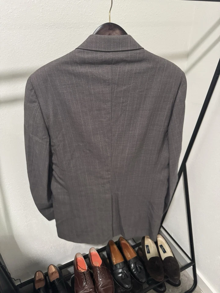 Vintage Men’s Christian Dior Brown Pinstripe Suit EST 40L 100% Wool Union Made - Image 3 of 4