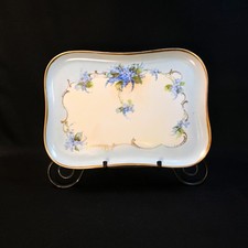 Limoges AK/D Klingenberg Dwenger Serving Tray Forget Me Nots w/Gold 1890-1910