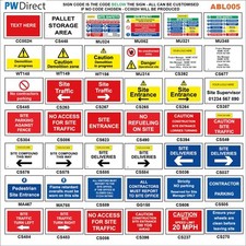 SIGN SITE ENTRANCE RIGHT LEFT ARROW ACCESS DEMOLITION TRAFFIC ABL005 DELIVERIES