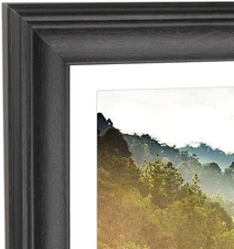17X35 Picture Frame Solid Wood Black, Display 15"X33" (With Mat) or 17"X35" (Wit