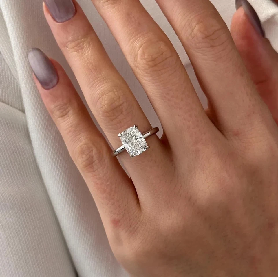 Christmas Sale ! 1 Carat Cushion Lab Grown/CVD Diamond Women's Ring 925 Silver - Image 3 of 4