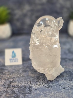 Schädel klar Quarz natürlich Cluster Basis handgeschnitzt Brasilien Reiki Meditation Geschenk