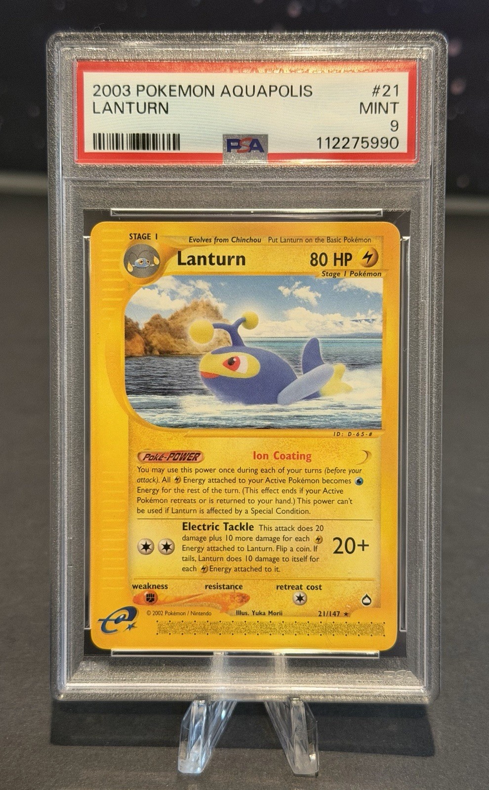 2003 Pokemon Aquapolis English Card - PSA 9 - Lanturn #21/147