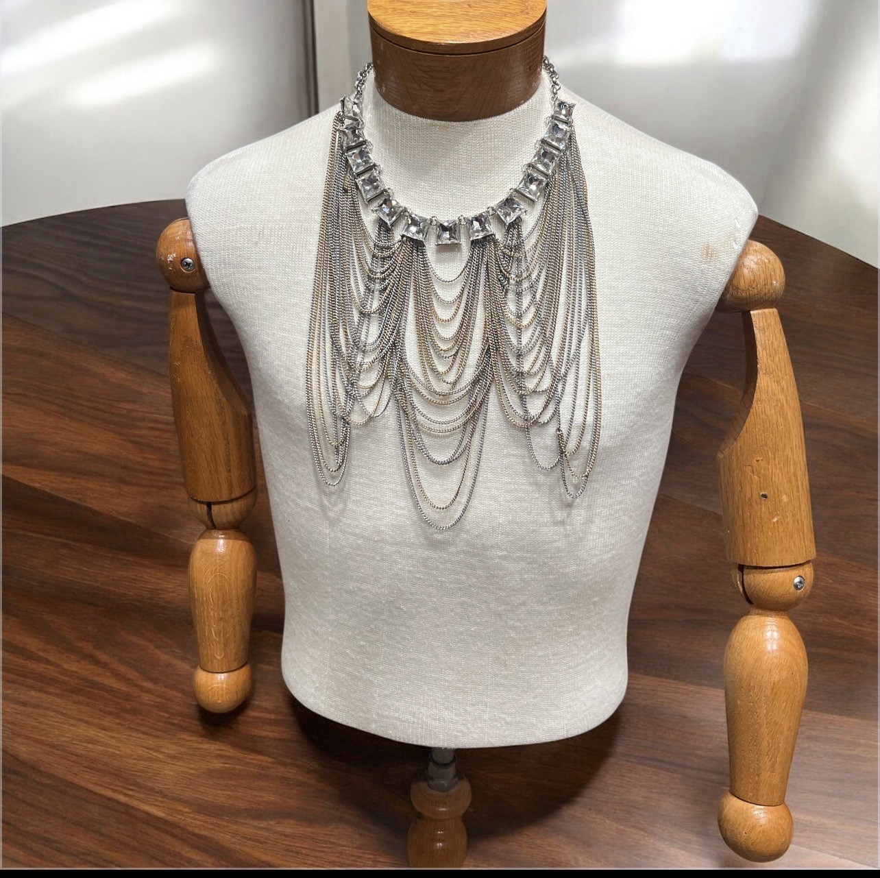 express square crystals multi strand chains choke… - image 1