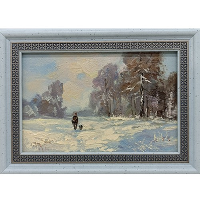 #ad original oil painting framed landscape art rural landscape winter landscape 4x6 $40.00