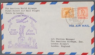 MayfairStamps Iraq 1949 Basra to London England Pan Am First Flight Cover cca_12