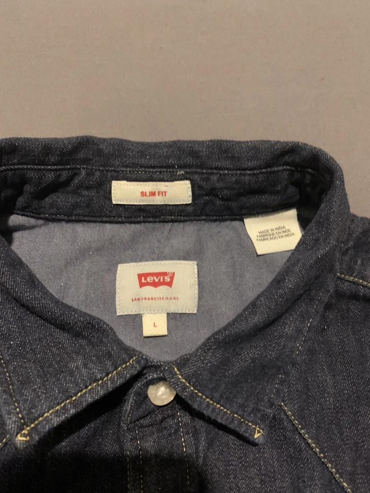 Camisa Levi's Sawtooth Western Denim Perla Broches de presión para mujer L azul manga larga Foto 3 de 4