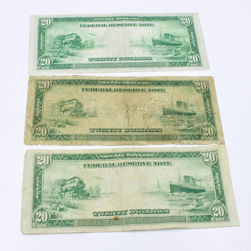 Series 1914 $20 Federal Reserve Large-Sized Horse Blanket Note Lot of 3 #C705-7 - Picture 2 of 7