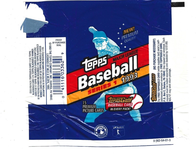1993 Topps 1st Series Baseball - WRAPPER ONLY