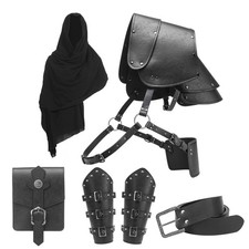 Berenlu Mens Renaissance Costume Set with Medieval Faux One Size, Black