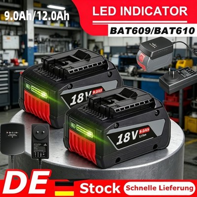 12000mAh Akku für Bosch 18V Professional GBA GSR GSB BAT618 BAT609 / Ladegerät