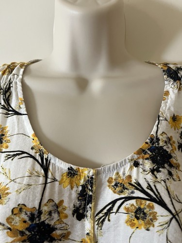 ETHYL Tunic SZ S Viscose Wildflower Theme V Neck 3/4 Sleeve - Picture 3 of 11