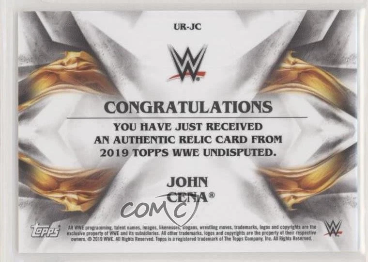 2019 Topps WWE Undisputed Relics Green /50 John Cena #UR-JC - Image 2 of 2
