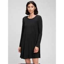 Gap Long Sleeve Shirt Swing Dress Black Size Medium New