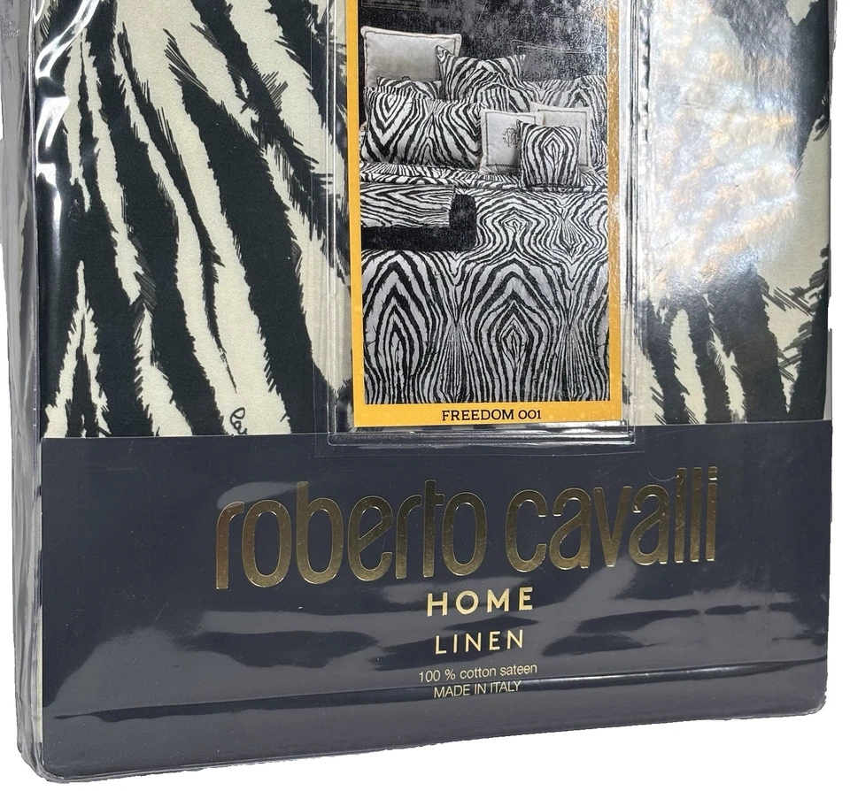 Juego de funda nórdica Roberto Cavalli Home Freedom 001 Queen estampado cebra algodón satén Foto 4 de 4