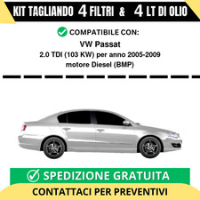 Tagliando per VW Passat 2.0 TDI 103 kw Diesel 2005-2009 - 4 Lt di olio + 4 Fi...