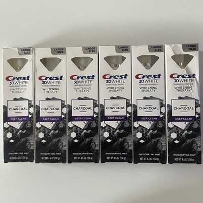 (6) Crest 3D White Charcoal Deep Clean Whitening Therapy Toothpaste 4.6oz