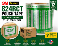 M 824RCT Pouch Tape 5" x 8" Case of 12 Rolls Packing List Shipping Document Tape