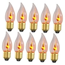 E26 Upgraded Flame Light Bulbs, Flickering Fire Light 10  pack Gold  tipped Base