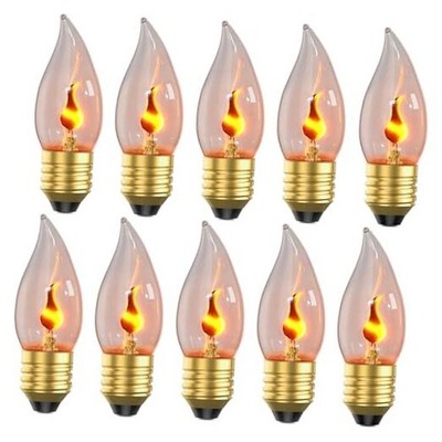  E26 Upgraded Flame Light Bulbs, Flickering Fire Light 10 pack Gold tipped Base